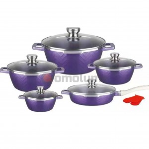 Non Stick Dessini 12PCS Die Cast Marble Granite Coating Cookware Sets Aluminum Cooking Pot and Pan Set in Stock