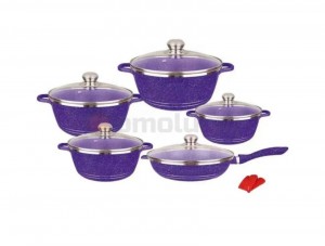 Hot Selling Kitchen 12PCS Non-stick Cookware Cooking Pot With Glass Lid Soup Stock Pot