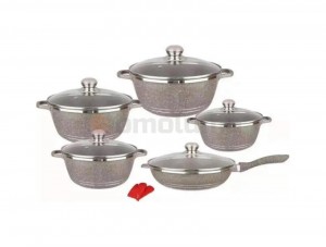 Hot Selling Kitchen 12PCS Non-stick Cookware Cooking Pot With Glass Lid Soup Stock Pot