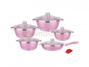 Hot Selling Kitchen 12PCS Non-stick Cookware Cooking Pot With Glass Lid Soup Stock Pot