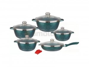 Hot Selling Kitchen 12PCS Non-stick Cookware Cooking Pot With Glass Lid Soup Stock Pot