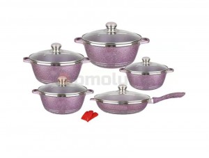 Hot Selling Kitchen 12PCS Non-stick Cookware Cooking Pot With Glass Lid Soup Stock Pot