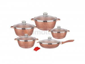 Hot Selling Kitchen 12PCS Non-stick Cookware Cooking Pot With Glass Lid Soup Stock Pot