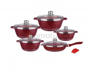 Hot Selling Kitchen 12PCS Non-stick Cookware Cooking Pot With Glass Lid Soup Stock Pot