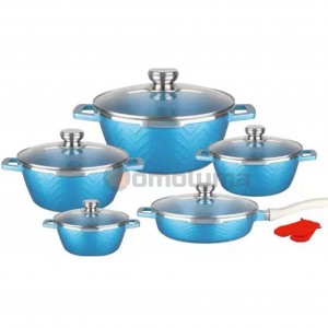 Non Stick Dessini 12PCS Die Cast Marble Granite Coating Cookware Sets Aluminum Cooking Pot and Pan Set in Stock