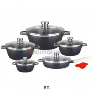 Non Stick Dessini 12PCS Die Cast Marble Granite Coating Cookware Sets Aluminum Cooking Pot and Pan Set in Stock