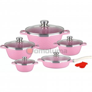 Non Stick Dessini 12PCS Die Cast Marble Granite Coating Cookware Sets Aluminum Cooking Pot and Pan Set in Stock