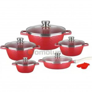 Non Stick Dessini 12PCS Die Cast Marble Granite Coating Cookware Sets Aluminum Cooking Pot and Pan Set in Stock