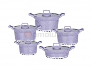 Hot Sale Die Cast Granite Coating Non Stick Cookware Marble Coated 10pcs Aluminum Casserole Cooking Pot Set