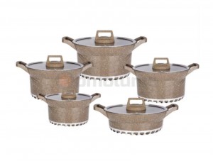 Hot Sale Die Cast Granite Coating Non Stick Cookware Marble Coated 10pcs Aluminum Casserole Cooking Pot Set