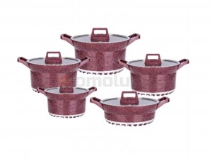 Hot Sale Die Cast Granite Coating Non Stick Cookware Marble Coated 10pcs Aluminum Casserole Cooking Pot Set