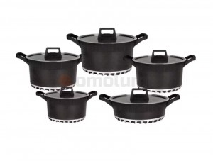 Hot Sale Die Cast Granite Coating Non Stick Cookware Marble Coated 10pcs Aluminum Casserole Cooking Pot Set