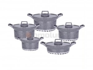 Hot Sale Die Cast Granite Coating Non Stick Cookware Marble Coated 10pcs Aluminum Casserole Cooking Pot Set